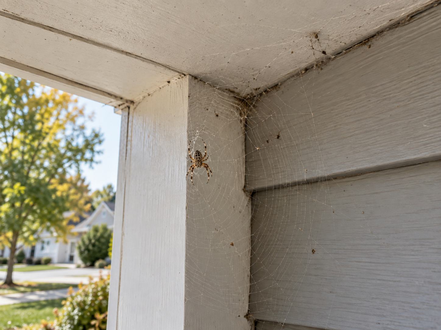 Editorial image showing spider control context
